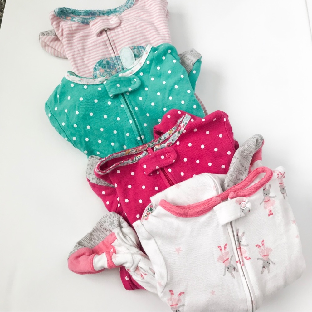 Baby Girl Bundle Footie Zipper Pajamas Lot